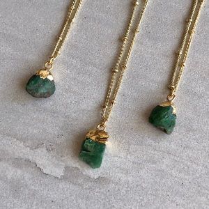 SALE Raw Chrysoprase 14k Gold Boho Necklace